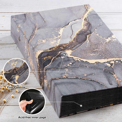 Fotoalbum Hardcover 300 Fotos 10x15 cm Grau Gold in Lederoptik