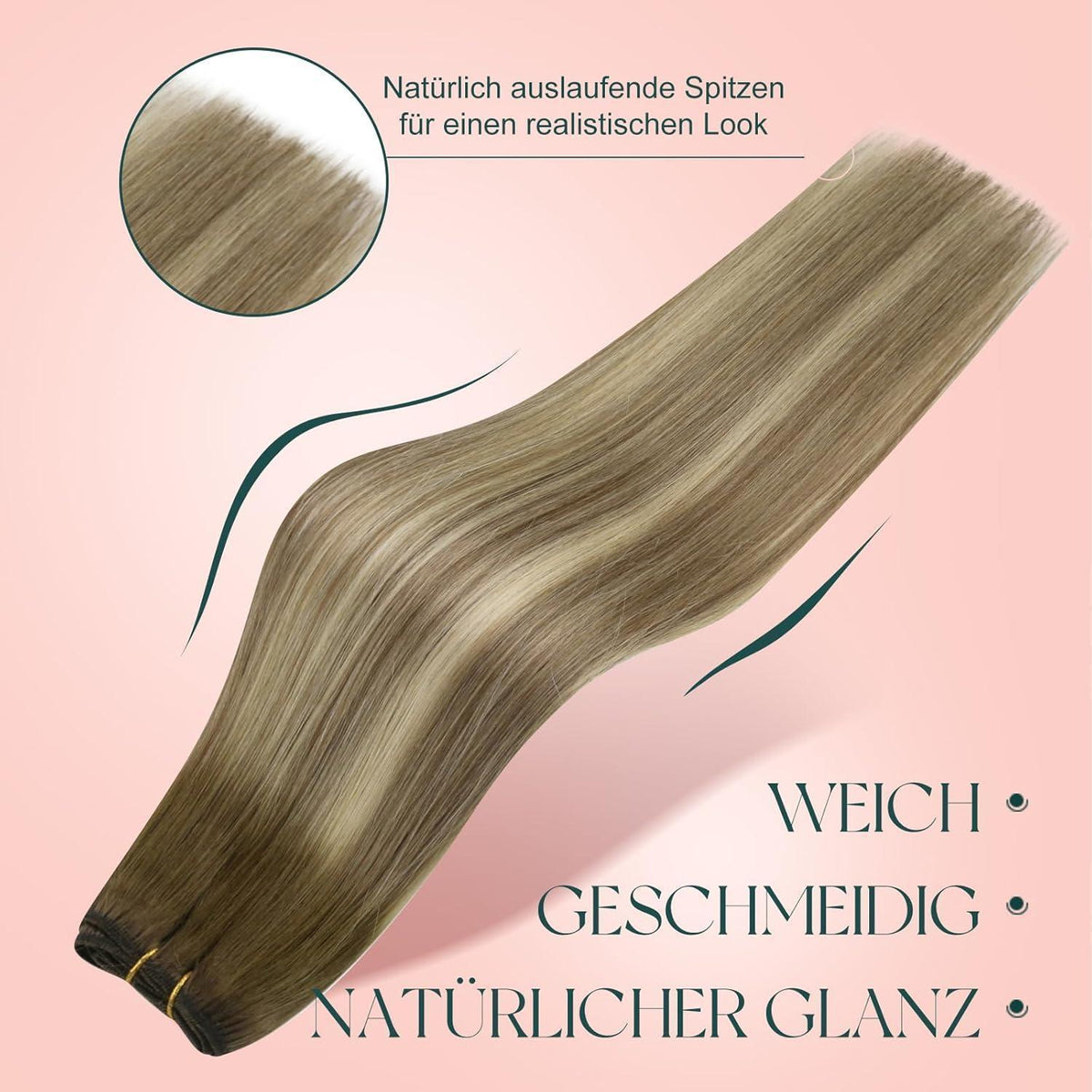 Echthaar Tressen Ombre #3/8/22 – 45cm Remy Haar