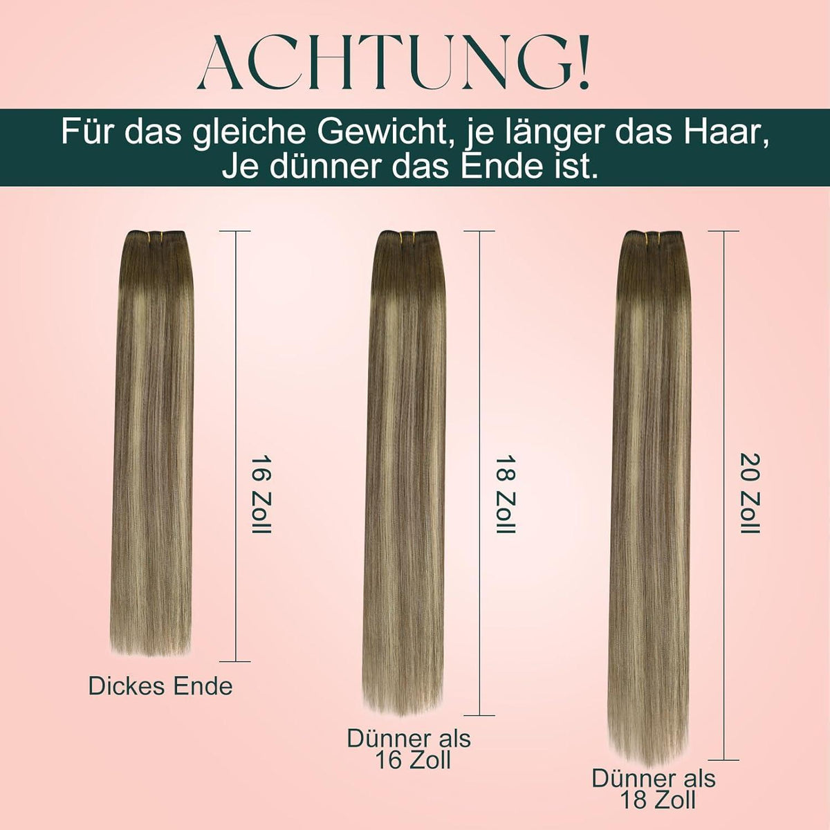 Echthaar Tressen Ombre #3/8/22 – 45cm Remy Haar