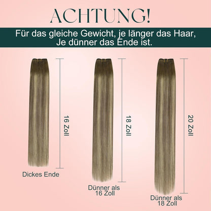 Echthaar Tressen Balayage Braun Blond Ombre 40cm