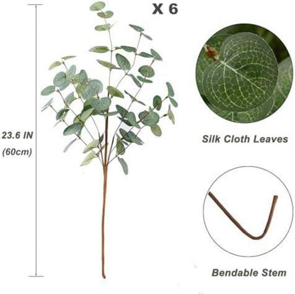 Künstliche Eukalyptus Zweige 6 Bündel Realistische Grüner Pflanze