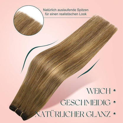 Echthaar Tressen Balayage Mittelbraun & Blond 45cm
