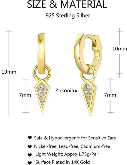 Damen Creolen Gold 925 Sterling Silber Hoops Ohrringe Geschenk