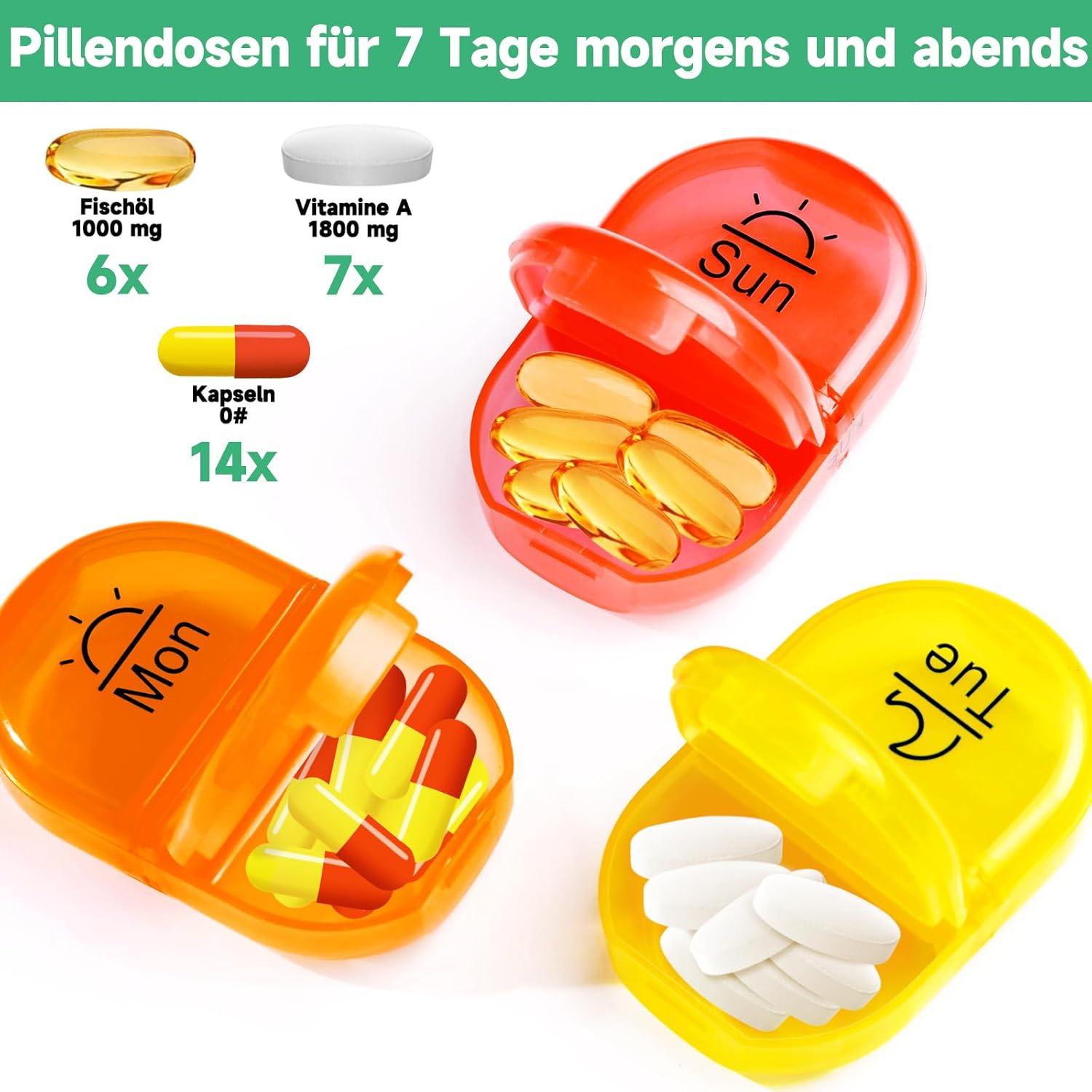 Serfeymi Tablettenbox 7 Tage großes Fach PU Leder Regenbogen Pillendose Organizer