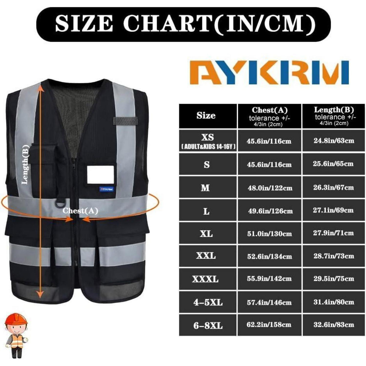 Sicherheitsweste 21 Farben mit Reflektorstreifen 3XL Schwarz