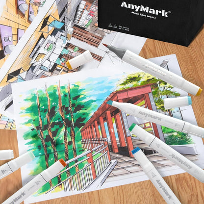 Alkohol Marker Pinselspitze 100 Farben + Blender Set