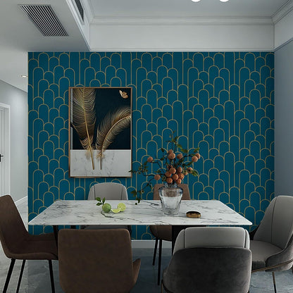 Selbstklebende Tapete Gold Türkis 44×600cm Geometrische Muster Vinyl Klebefolie
