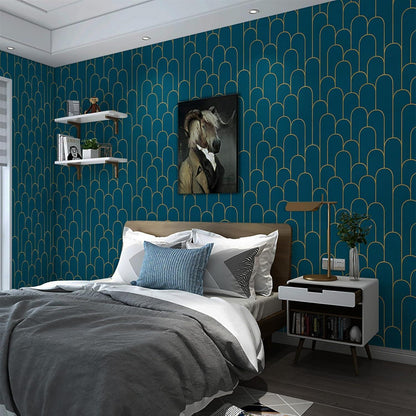Selbstklebende Tapete Gold Türkis 44×600cm Geometrische Streifen Vinyl