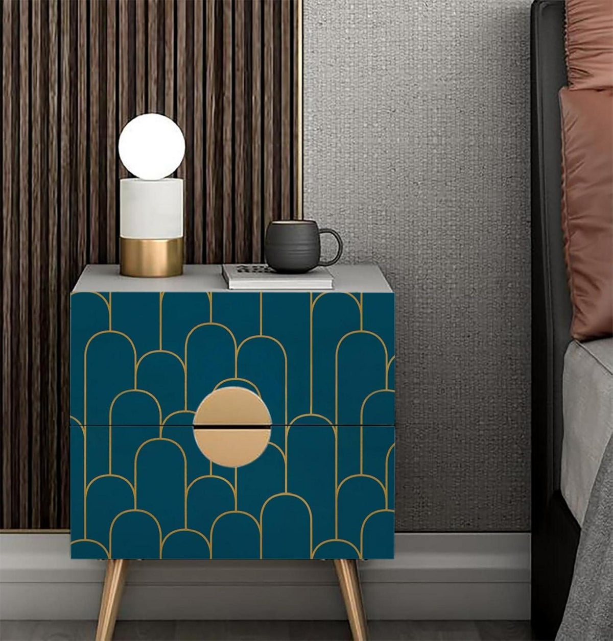 Selbstklebende Tapete Gold Türkis 44×600cm Geometrische Muster Vinyl Klebefolie