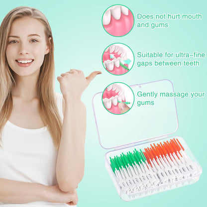 200 Stück Silikon Interdentalbürsten Zahnreinigung Stick Set