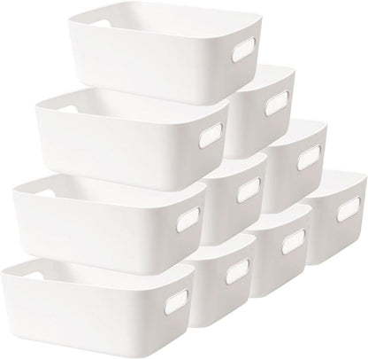 Aufbewahrungsboxen Set 10-teilig Kunststoff Weiß 30cm Organizer Körbe