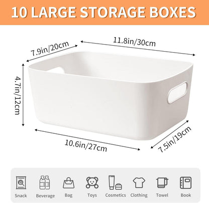 LYLIDIA 10 Stück Aufbewahrungsbox Kunststoff Weiß 30 cm