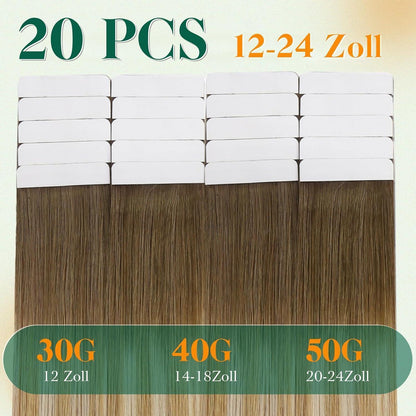 Echthaar Tape Extensions Balayage Blond Mix 55cm