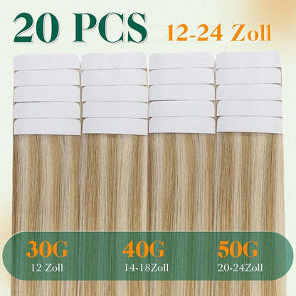 Echthaar Tape Extensions Blond – 50g, 50cm, #27/613
