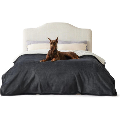 Wasserdichte Hundedecke XXXXL Dunkelgrau Sherpa & Flanell