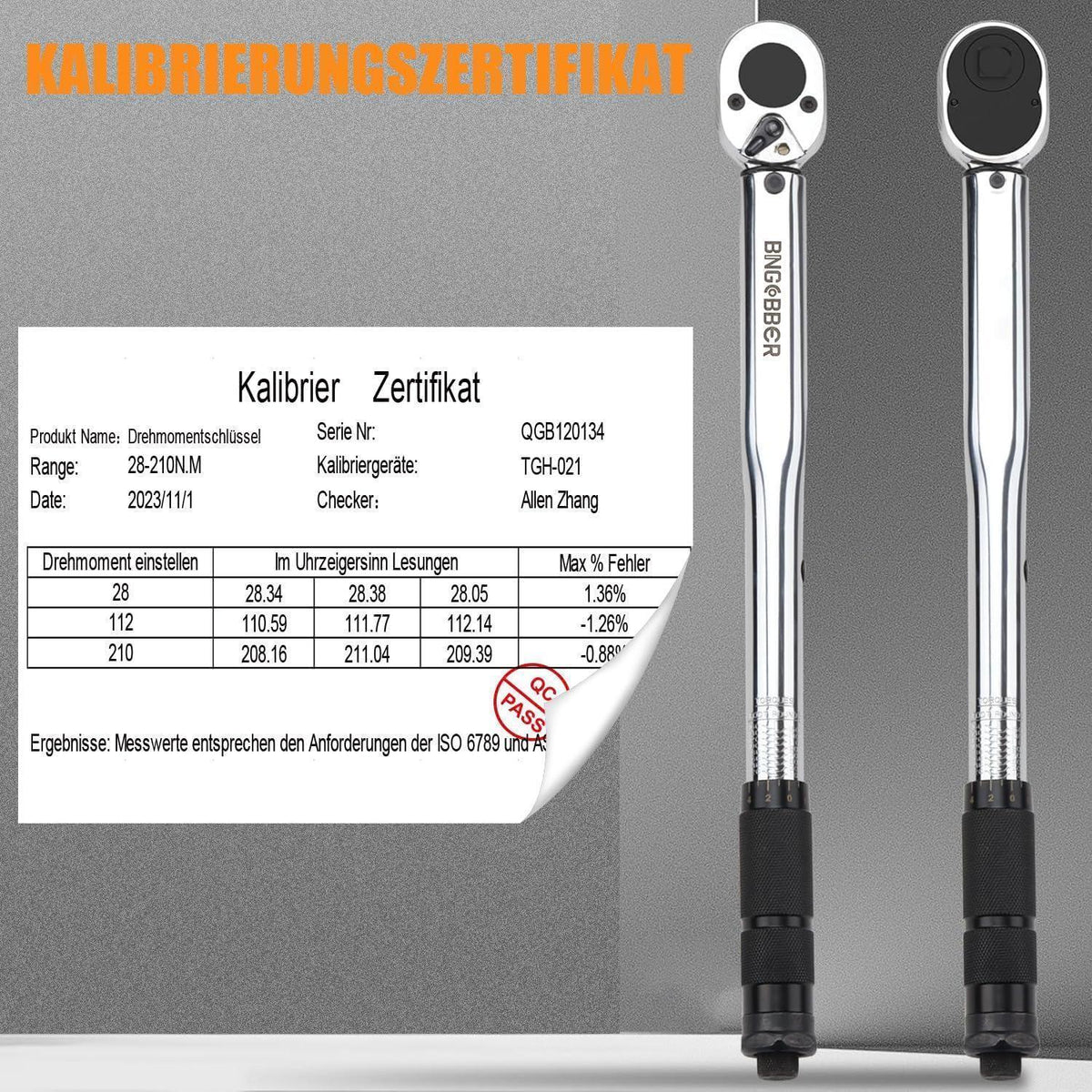 Drehmomentschlüssel 1/2" 28-210 Nm mit Verlängerung und Koffer