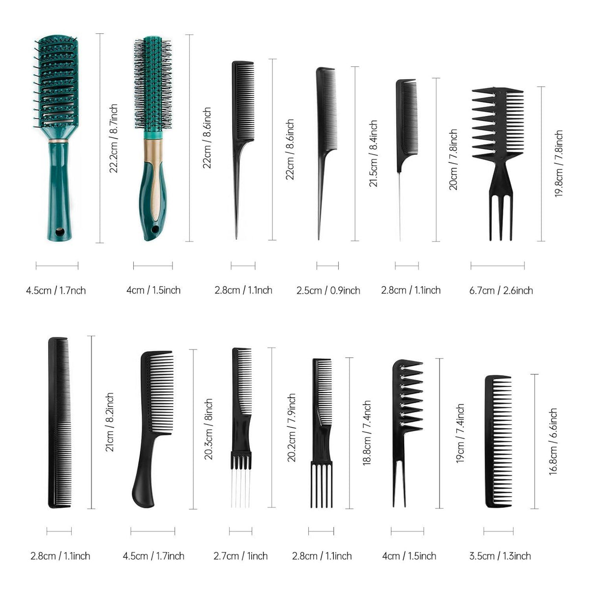 Multifunktionales Styling Kamm und Bürstenset, 12 Stück für