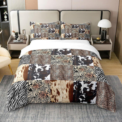 Rustikales Bettwäsche Set – Zebra Kuh Design 135x200 in Lederoptik