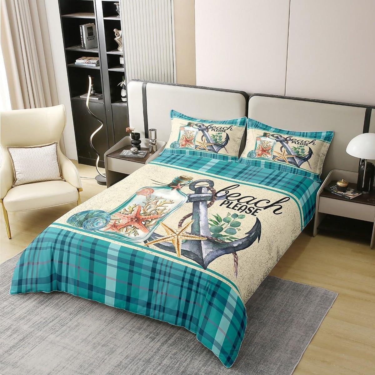 Hawaii Anker Bettbezug 155x220 – Baumwolle, Nautisch & Tropical