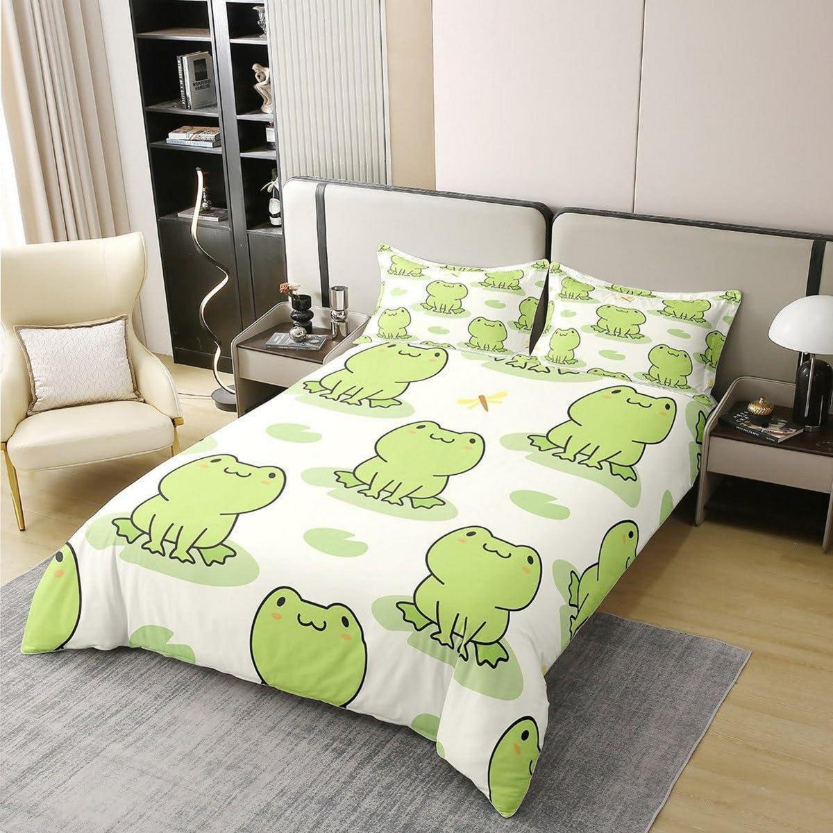 Frosch Kinder Bettwäsche Set 200x200 Baumwolle mit Kissenbezügen
