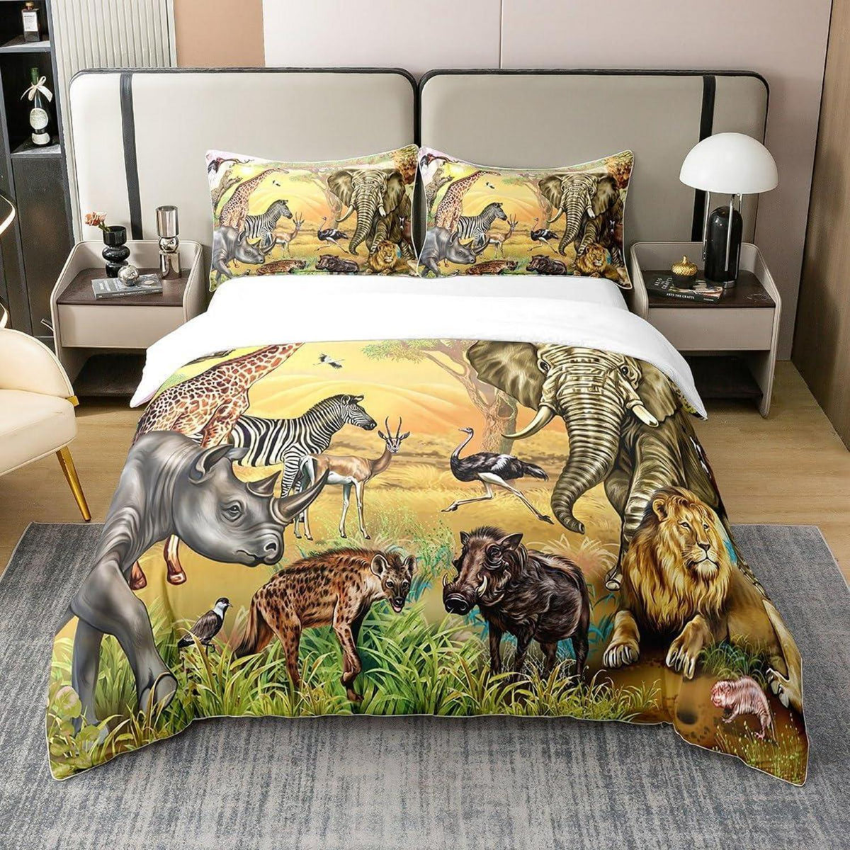 Bio Baumwoll Bettwäsche Set Safari Tiere 220x240