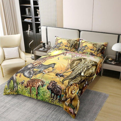 Bio Baumwoll Bettwäsche Set Safari Tiere Kinderzimmer