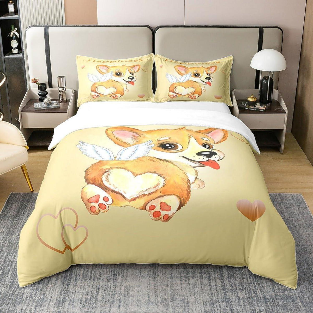 Cartoon Corgi Bettbezug Set 135x200 Baumwolle mit Kissenbezug