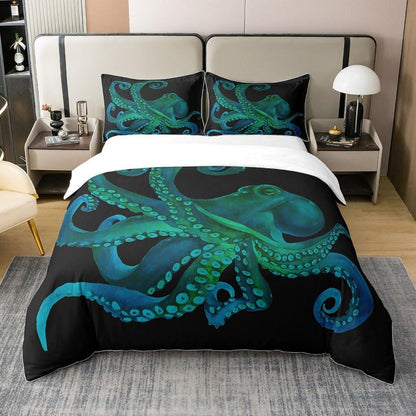 Octopus Baumwoll Bettbezug Set 155x220 – Kinder Schlafzimmer Dekor