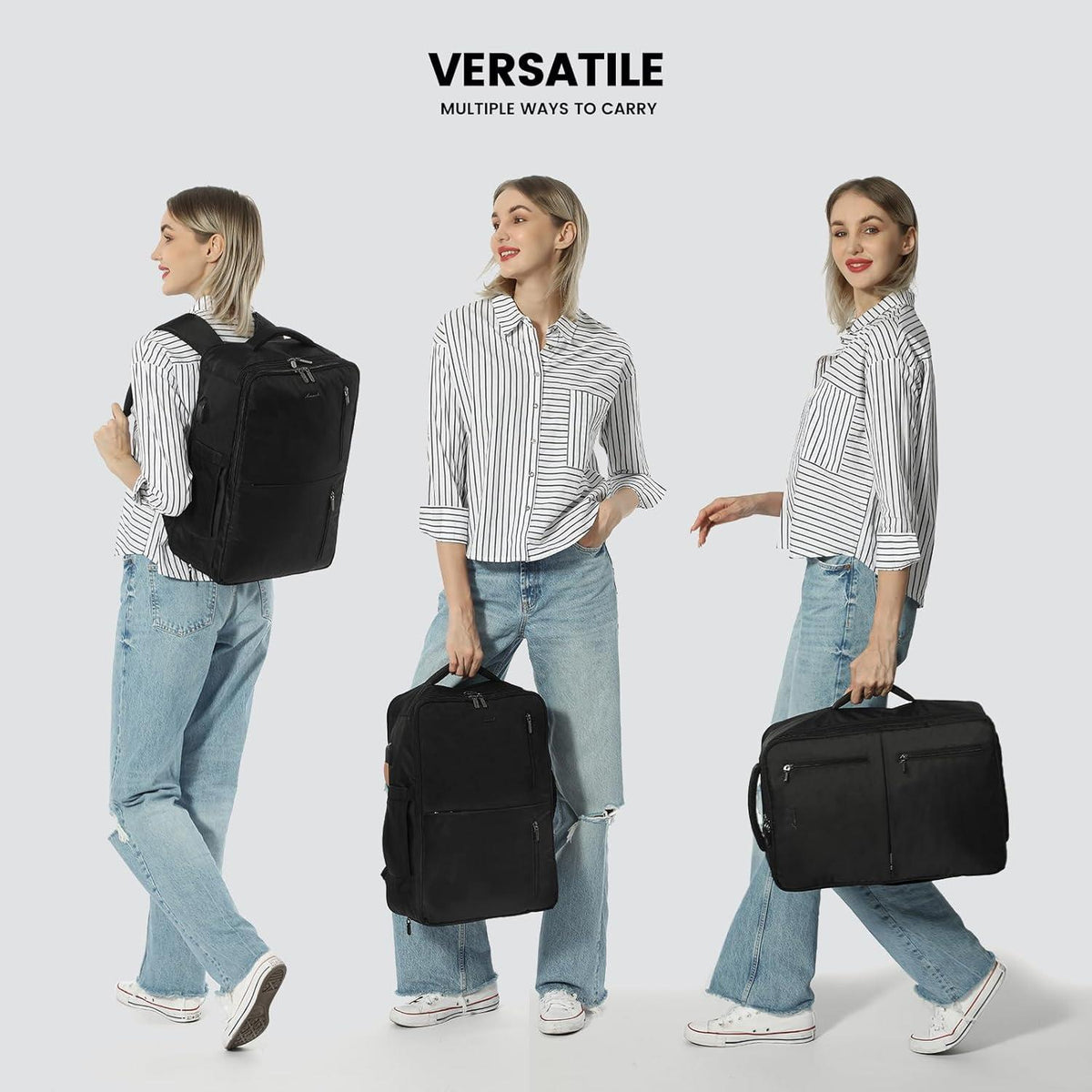 Handgepäck Rucksack Damen Herren Reiserucksack Business Laptop 18 Zoll Schwarz