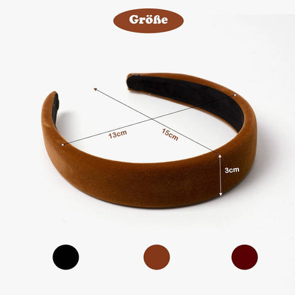 3er Set Haarreifen Damen Samt Stirnband Retro Style Schwarz