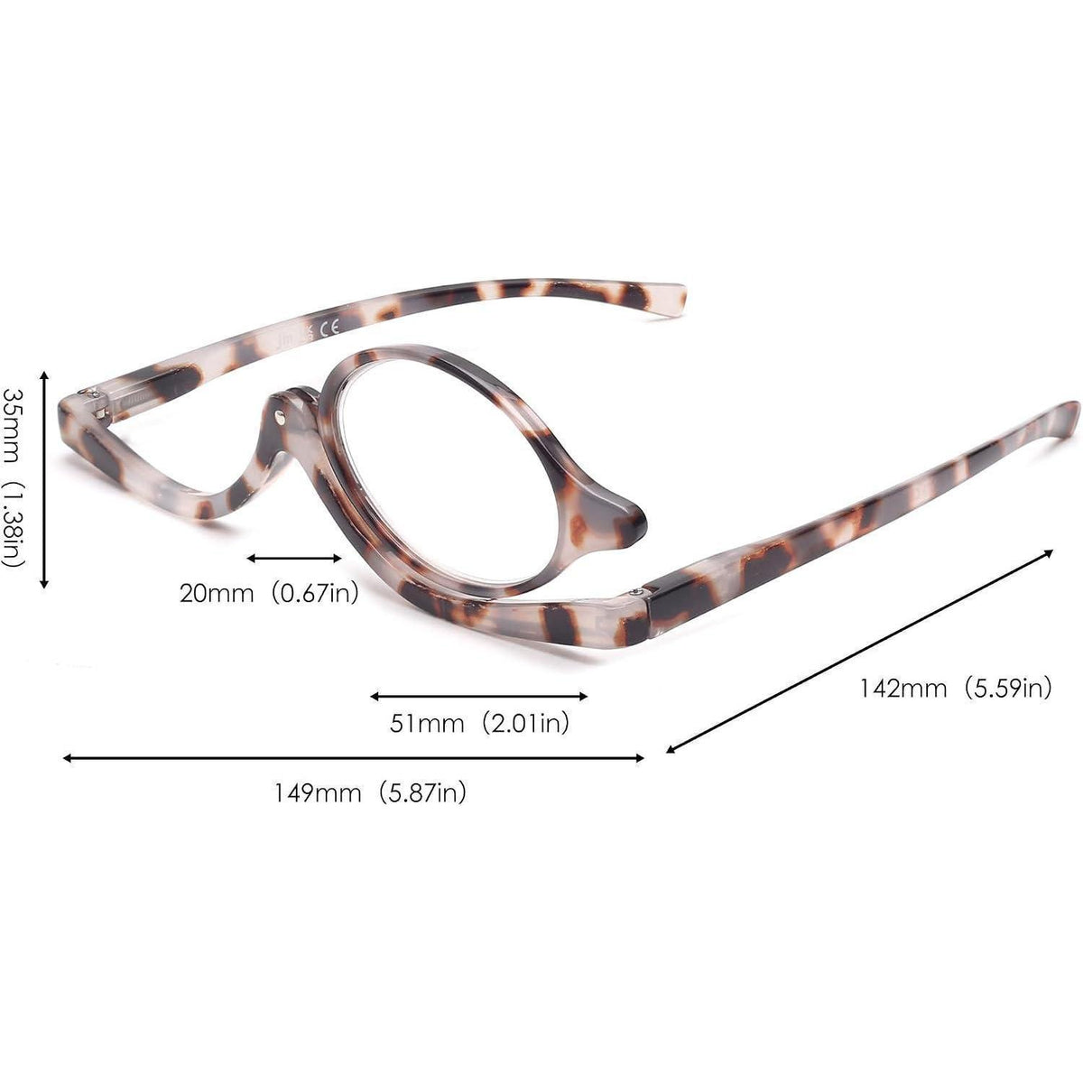 Lesebrille Flip-Design für Make-up Grau Schildkröte 2.0x
