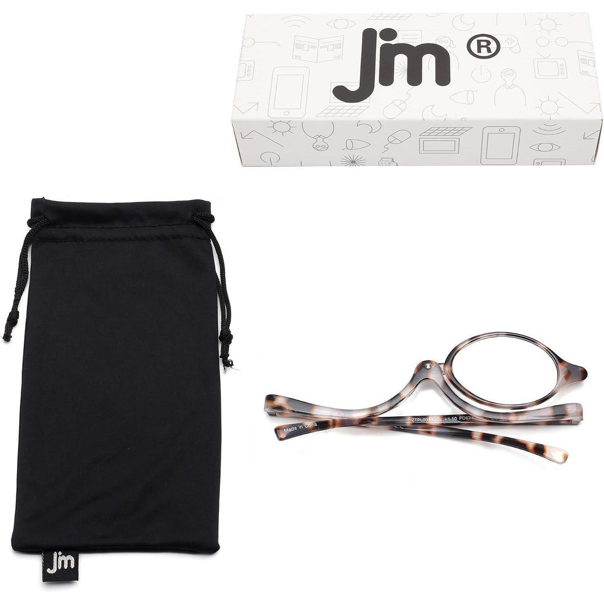 Lesebrille Flip-Design für Make-up Grau Schildkröte 2.0x