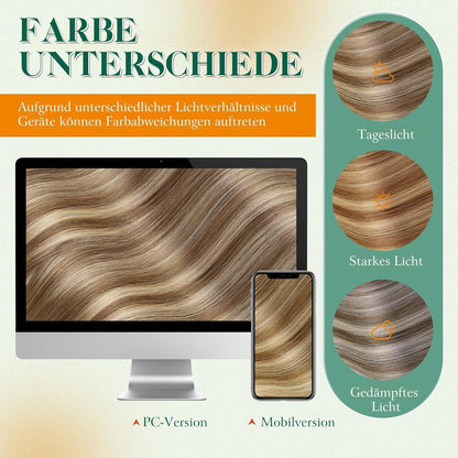 Echthaar Tape Extensions Braun Balayage Ombre Mittelblond