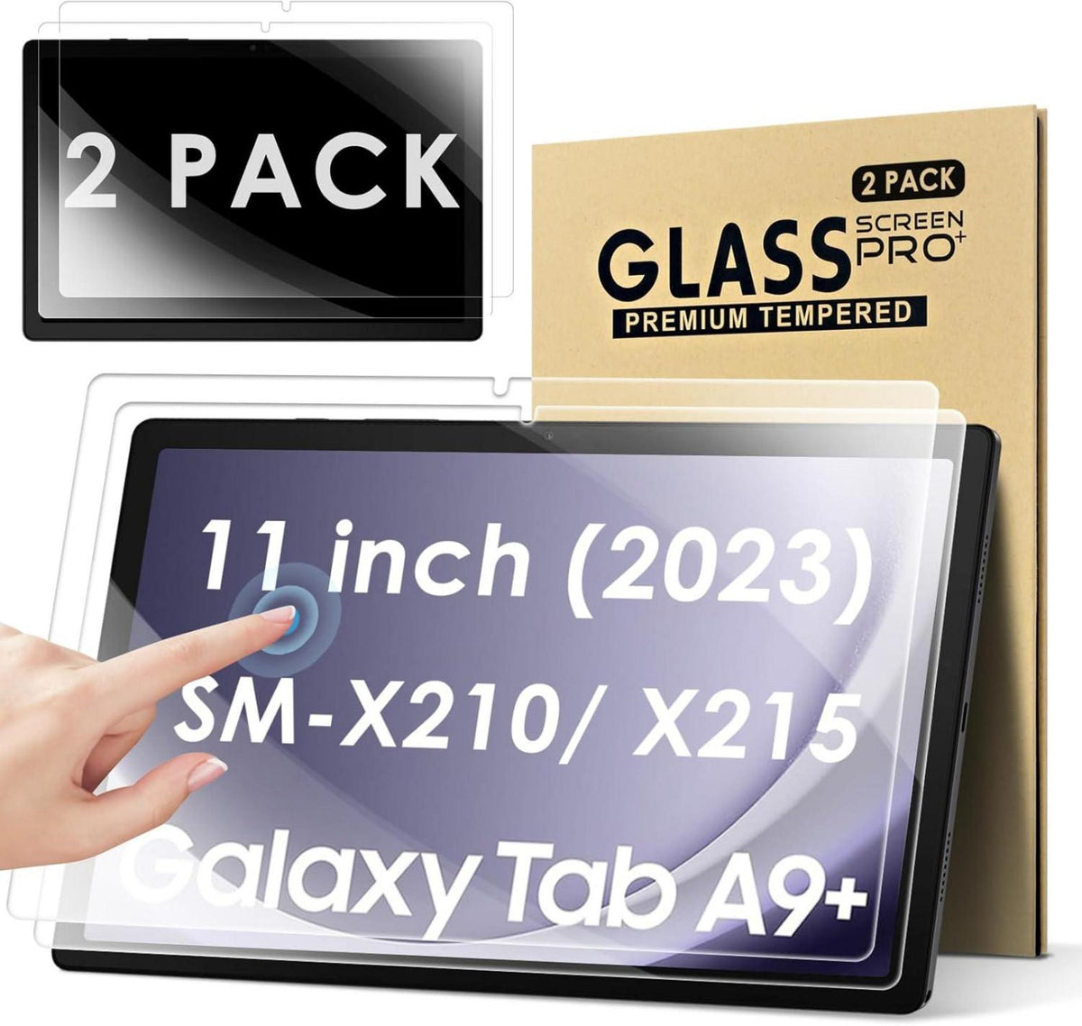 Displayschutzfolie für Samsung Galaxy Tab A9 Plus 11 Zoll, 2 Stück