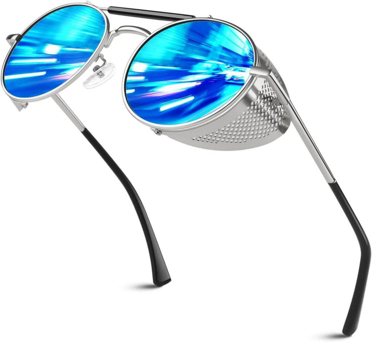 Polarisierte Runde Steampunk Sonnenbrille Retro Metallgestell