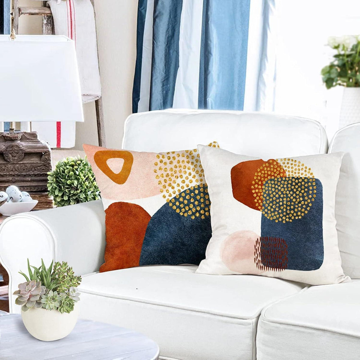 Leinen Kissenbezüge 60x60 - 4er Set, Modern & Boho