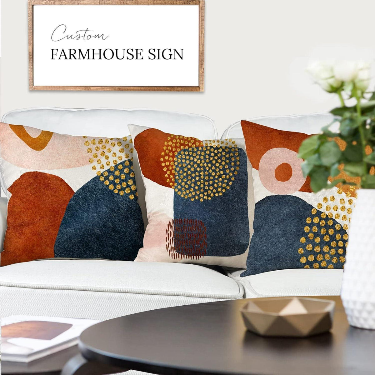 Leinen Kissenbezüge 60x60 - 4er Set, Modern & Boho