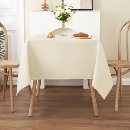 Tischdecke Leinenoptik Beige, 120x120cm – Wasserabweisend & Kratzfest