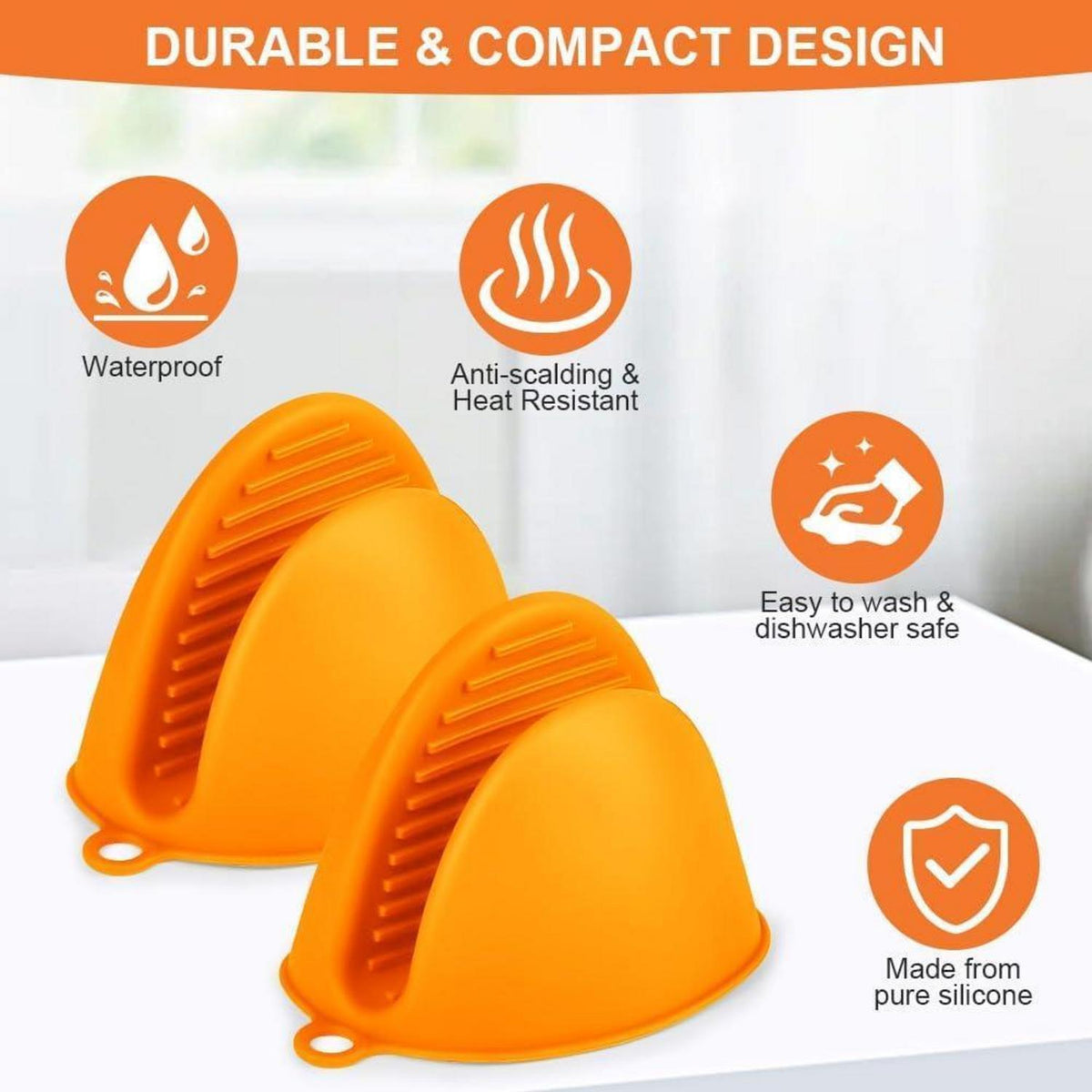 Hitzebeständige Silikon Ofenhandschuhe - Orange