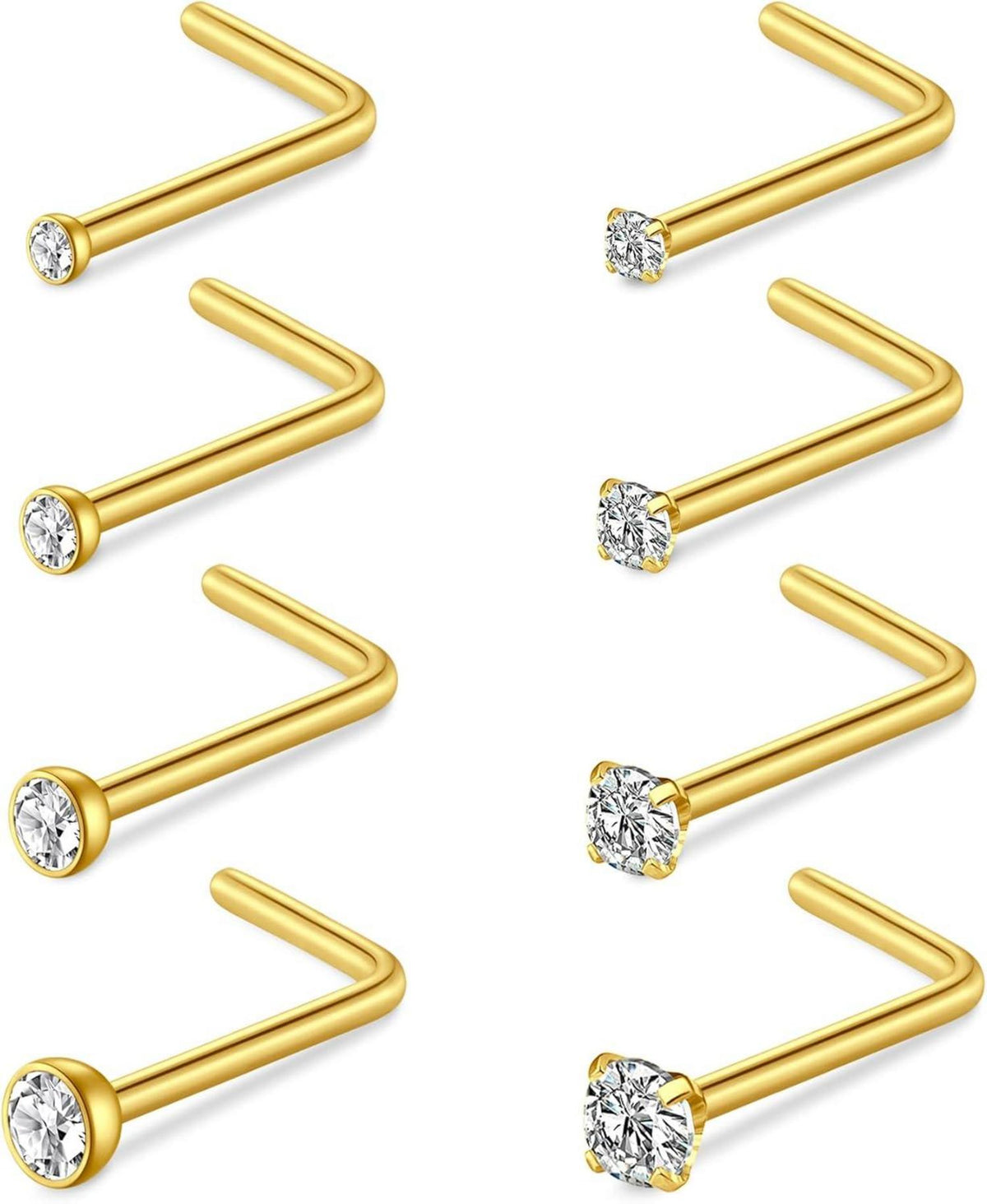 Nasenpiercing Set Chirurgenstahl Kristall Gold Silber