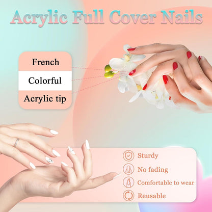 24er Set Eckige Künstliche Nägel zum Aufkleben, Braun French Acryl