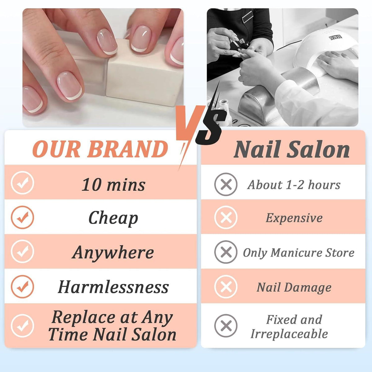 24 Stück Press on Nails Eckig Nude French Künstliche Nägel, Falsche Nägel Square Fingernägel Acryl Zum Aufkleben