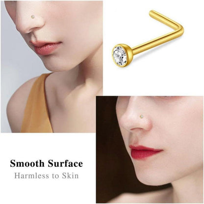 8er Nasenpiercing Set 20G 18G Chirurgenstahl Kristall Ring Silber Gold