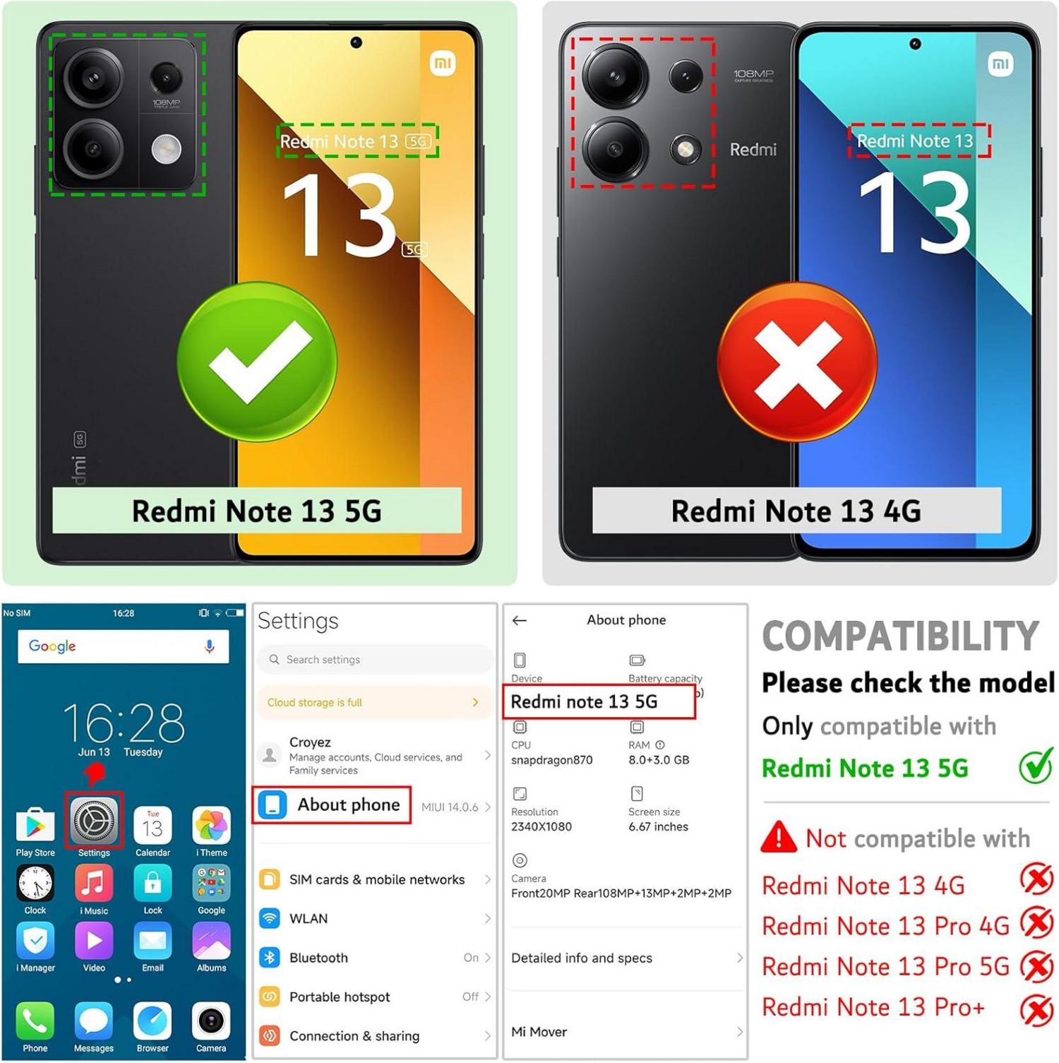 Handyhülle Xiaomi Redmi Note 13 5G Leder Klapphülle Blau