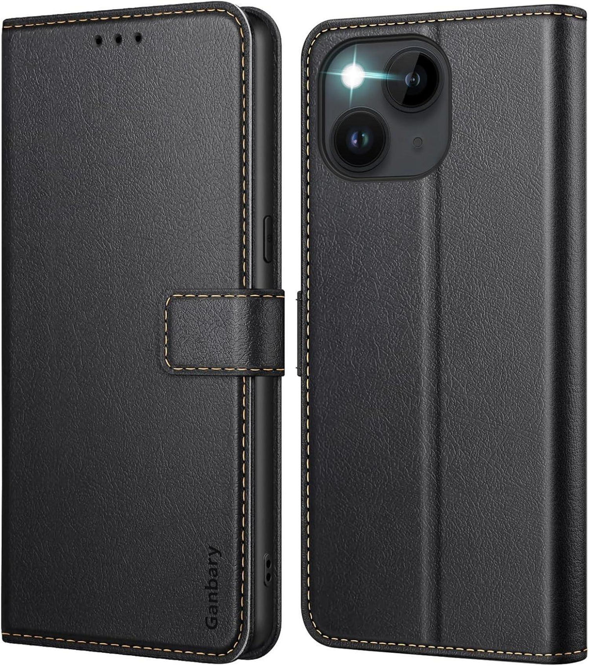 iPhone 14 / 13 Leder Handyhülle mit Standfunktion & Kartenschlitzen