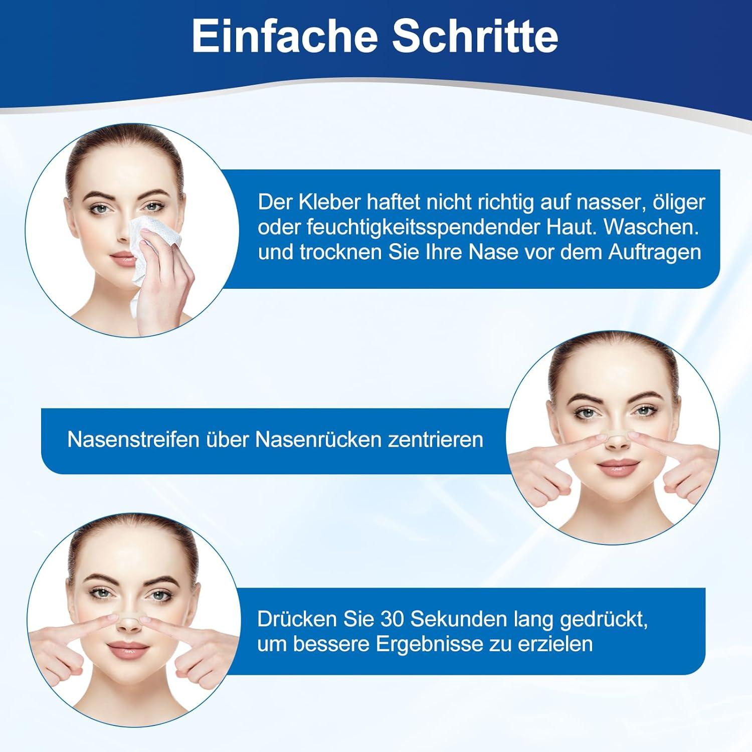 Nasenpflaster gegen Schnarchen und verstopfte Nase, 100 Stück, Besser Atmen, Sport und Schlaf, Erkältung, Allergien