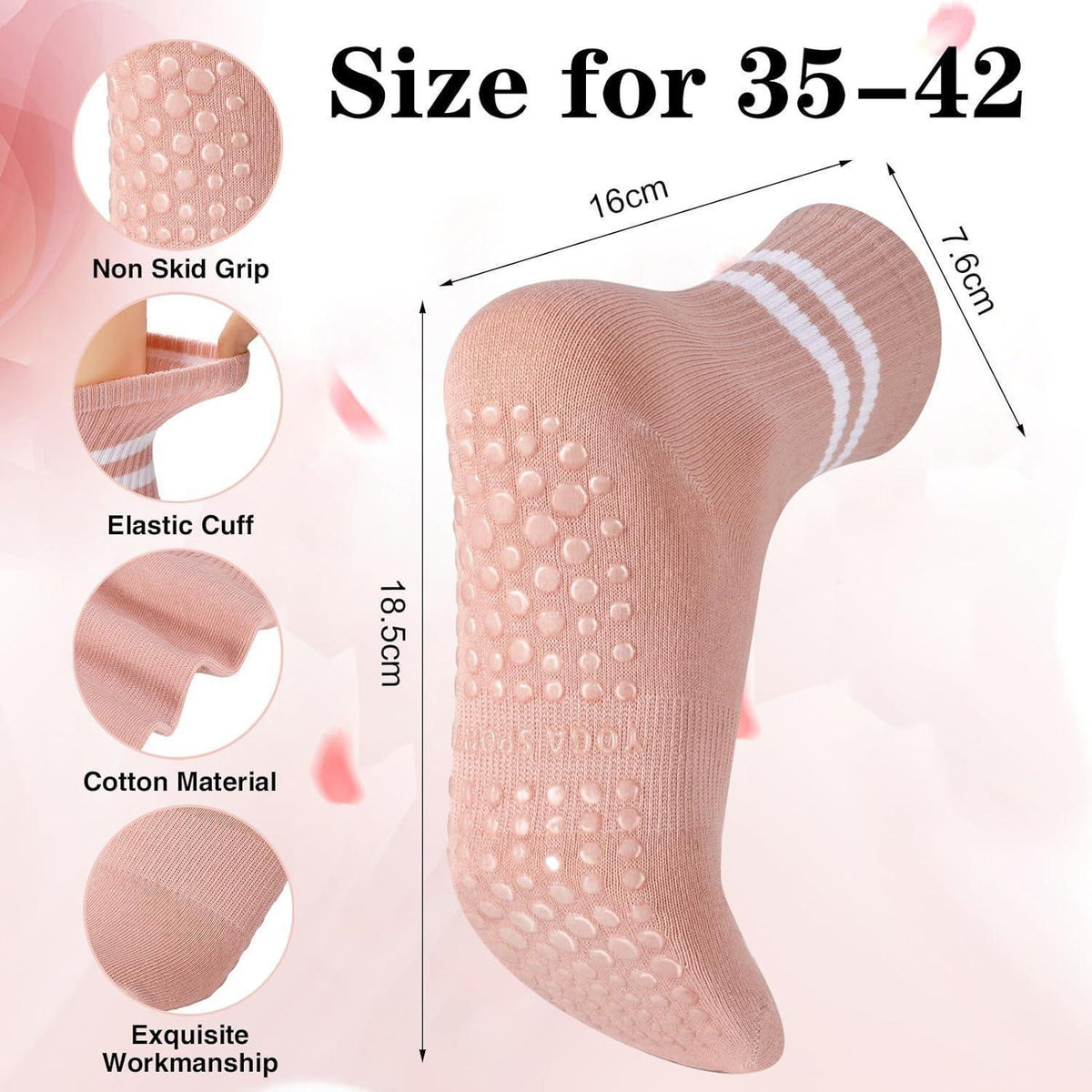 Pilates Socken Damen 4er-Set | Rutschfest & Atmungsaktiv 38-42