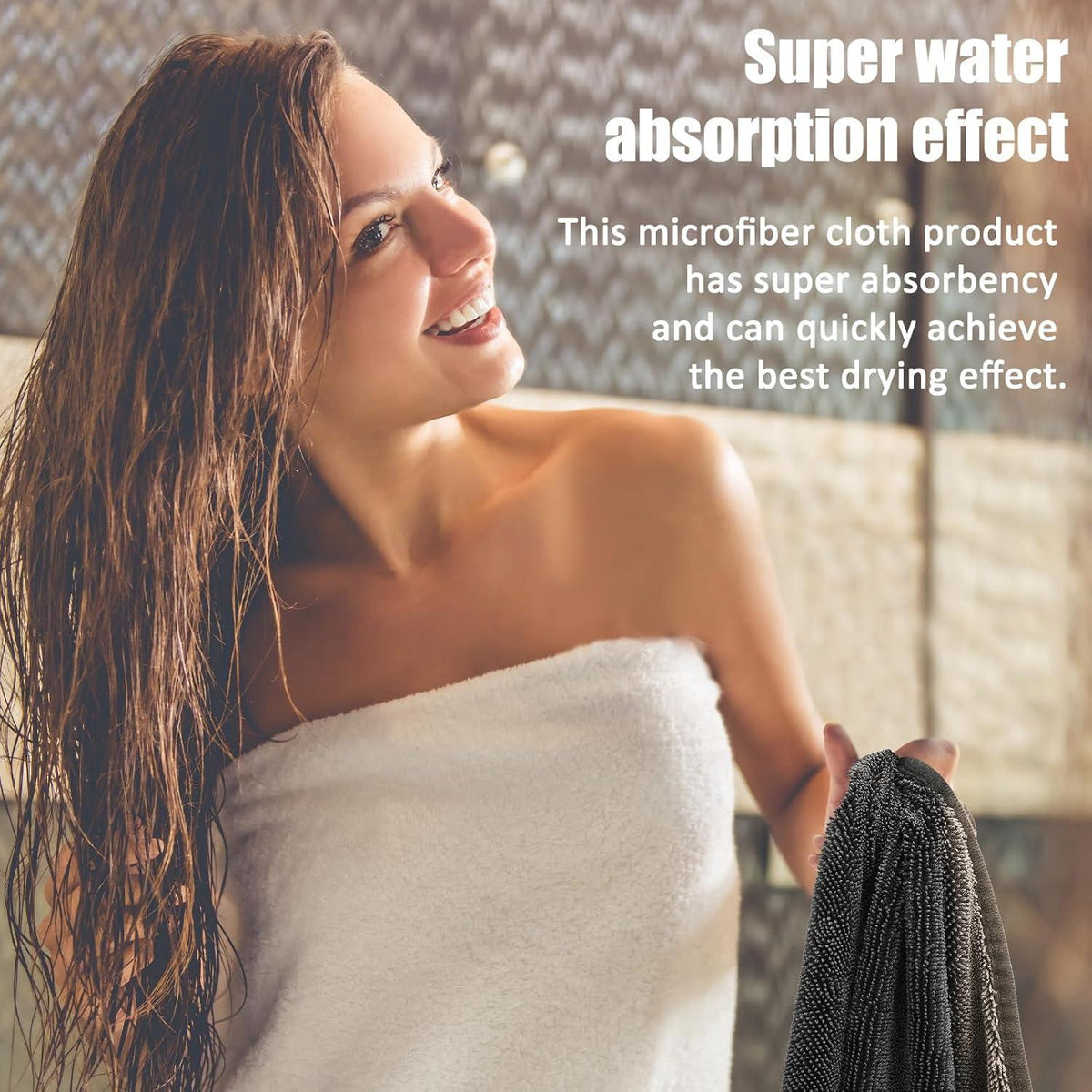 XXL Mikrofasertuch 40x60cm 2er Set für Dusche und Bad, schnelltrocknend