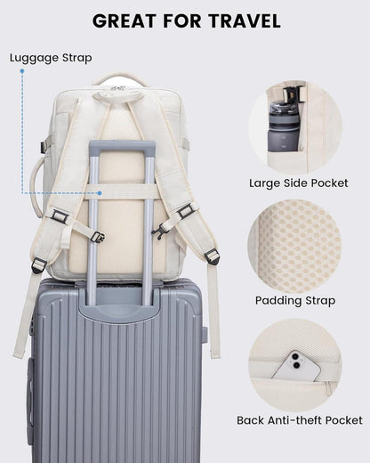 Rucksack Handgepäck Flugzeug Reiserucksack Laptop 17,3 Zoll Beige