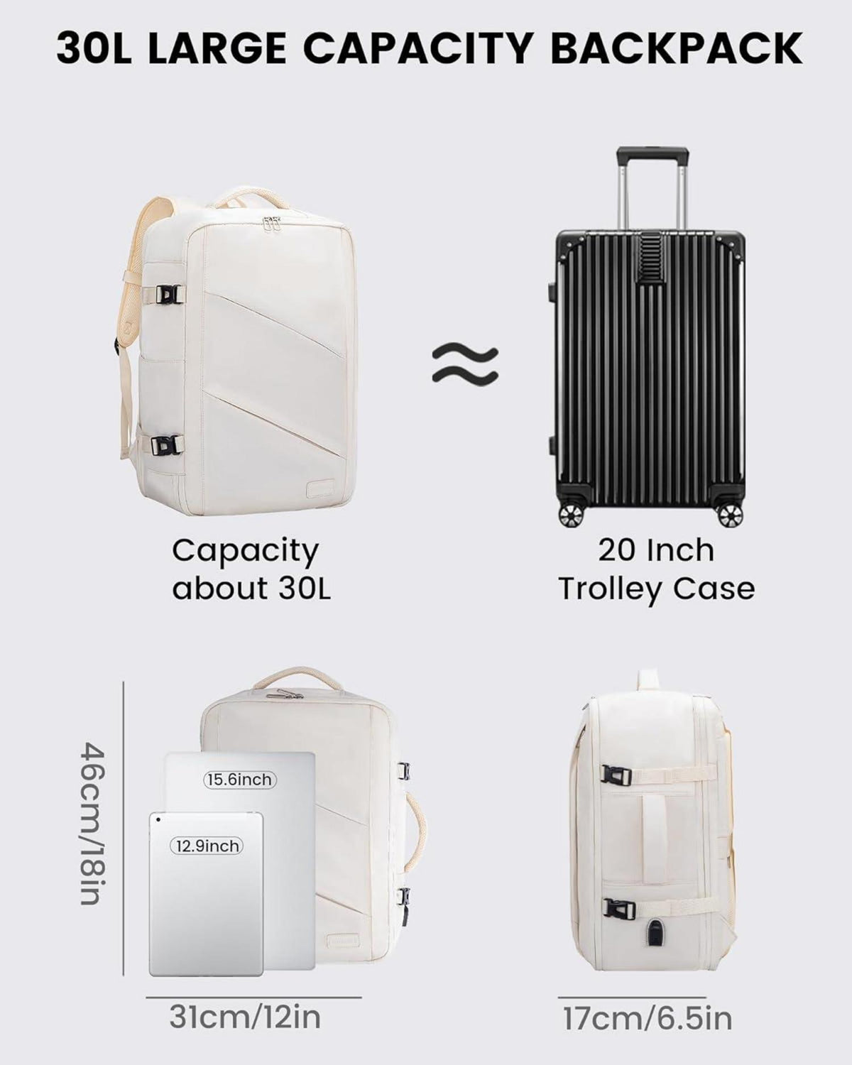Handgepäck Rucksack 15,6 Zoll Laptop Reiserucksack Flugzeugurlaub